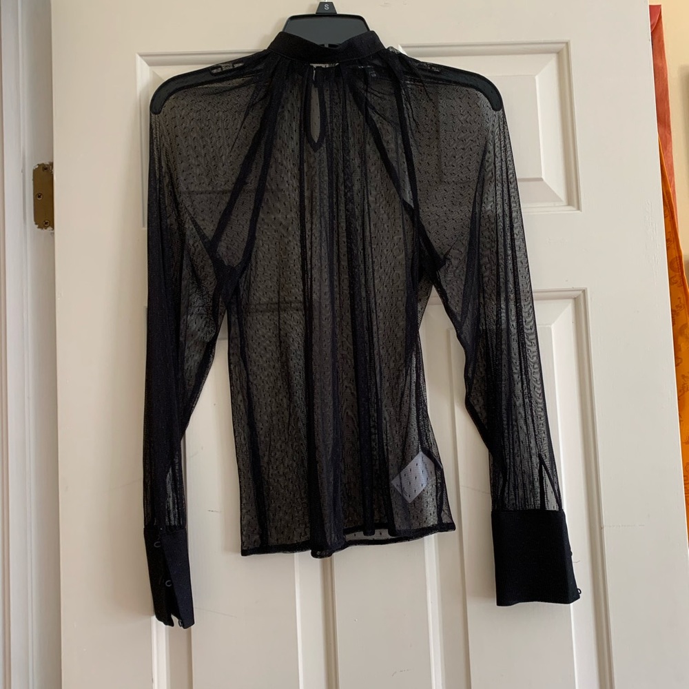 Black sheer amazing dolman sleeve mock neck top